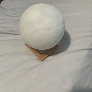 White Moon Lamp with Wooden Stand